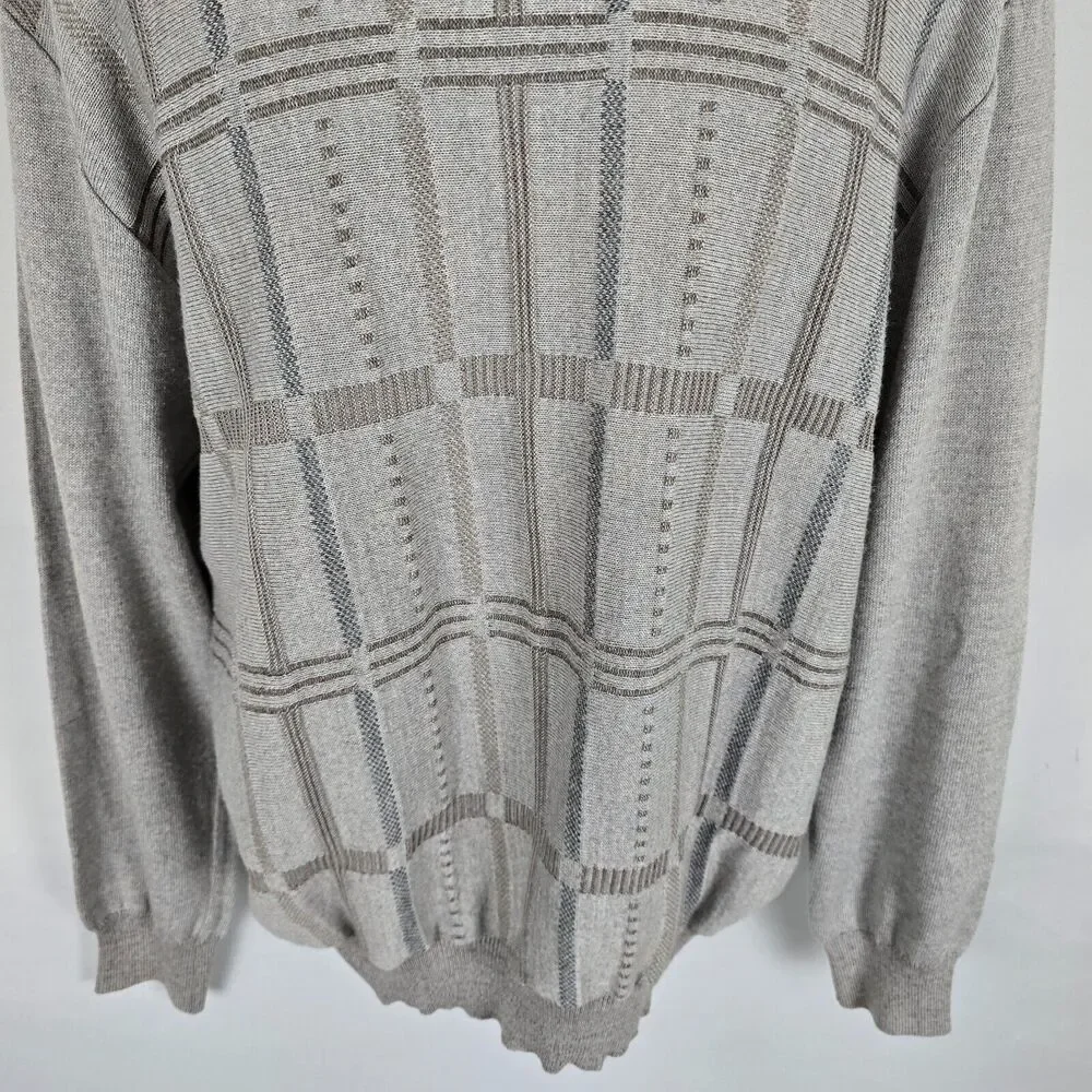 Bullock & Jones Sweater Men's XL Wool Blend Geometric Long Sleeve Gray Vintage
